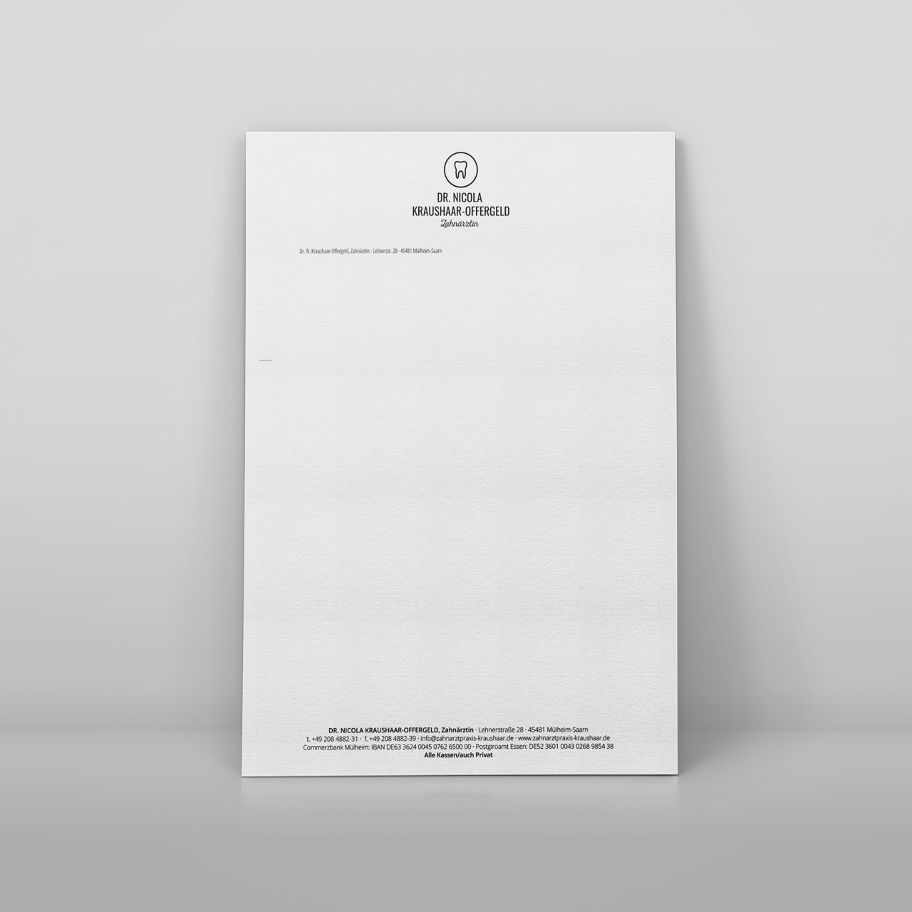 Briefpapier Zahnarztpraxis Kraushaar